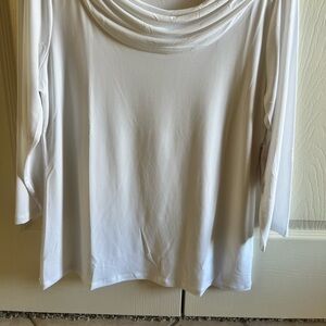 Allison Daley White Drape Neck Blouse